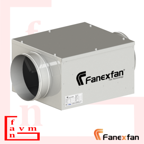 Fanex FDKF-Y 160 Geriye Eğimli 220 V 600 m³/h Debi Yuvarlak Giriş Çıkışlı Akustik İzoleli Dikdörtgen Kanal Fanı